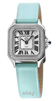 Gv2 par Gevril Montre-bracelet en cuir turquoise avec diamants de Milan pour femmes 12110-6