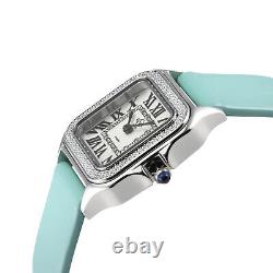 Gv2 par Gevril Montre-bracelet en cuir turquoise avec diamants de Milan pour femmes 12110-6