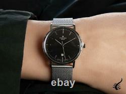 Junghans Performance Milano Solar Quartz Watch, Noir, 37mm, Jour, 014/4061.44