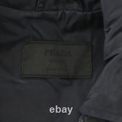 Manteau à col en acier inoxydable Prada Milano avec fermeture éclair au milieu taille 38 M marine/aqua pour femmes