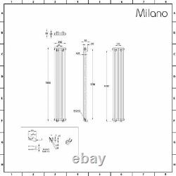 Milano Windsor Noir Traditionnel Vertical Double Colonne Radiateur 1800 X 290