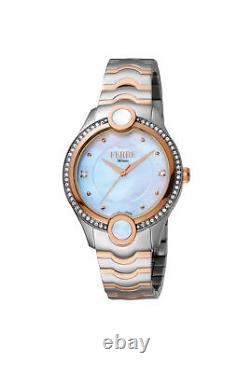 Montre-bracelet en acier bicolore blanc MOP pour femmes Ferre Milano FM1L082M0031