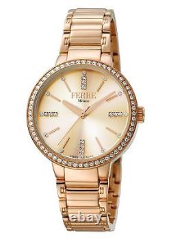 Montre-bracelet en acier inoxydable doré IP Ferre Milano pour femmes FM1L084M0081