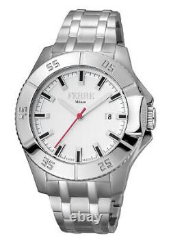 Montre-bracelet pour homme Ferre Milano FM1G085M0051 avec cadran blanc en acier inoxydable et date