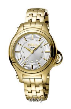 Montre en acier inoxydable IP or avec cadran argenté pour femmes Ferre Milano FM1L090M0031