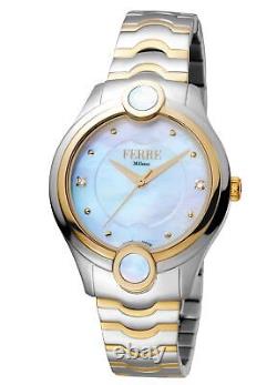 Montre en acier inoxydable bicolore à cadran nacre pour femme Ferre Milano FM1L083M0071