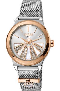 Montre en acier inoxydable pour femme Ferre Milano avec ton or rose sur fond argenté