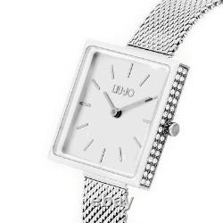 Montre pour femmes Liu Jo avec boîtier carré, cristaux sur les côtés du bracelet de montre en jersey Milano.