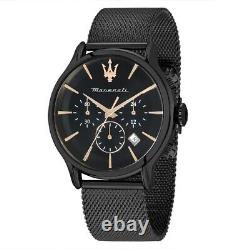 Montre pour homme Maserati Chronographe à quartz Era avec bracelet en jersey Milano IP noir