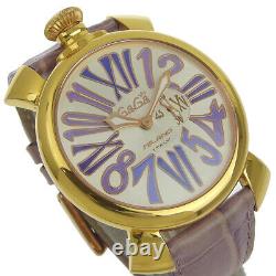 Montres manuelles Gaga Milano Slim 46 en or violet avec cadran violet en acier inoxydable