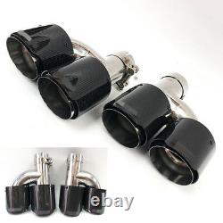 Paire Gloss Carbon Fiber Car Exhaust Tip Muffler Pipe Trim Accessories 2.5to3.5
