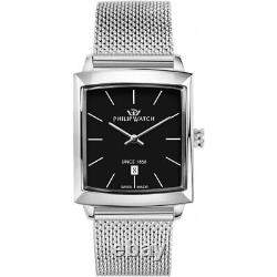 Regarder Philip Montre Homme Femme Bracelet Jersey Milano Acier Noir Fabriqué en Suisse Nouveau