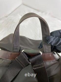 Sac à dos en nylon et cuir marron authentique Prada Milano Italie
