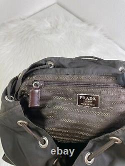 Sac à dos en nylon et cuir marron authentique Prada Milano Italie