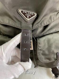 Sac à dos en nylon et en cuir marron authentique de Prada Milano Italie