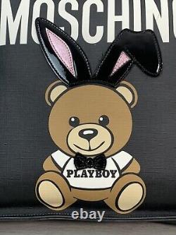 Sac fourre-tout noir Playboy Ready To Bear iconique avec imprimé et écusson Ours de Moschino Milano