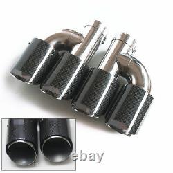 Universal H Shaped Dual Exhaust Tip Left+right Muffler Pipe Glossy Carbon Fiber