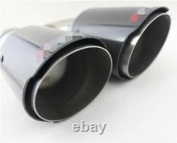 Universal H Shaped Dual Exhaust Tip Left+right Muffler Pipe Glossy Carbon Fiber